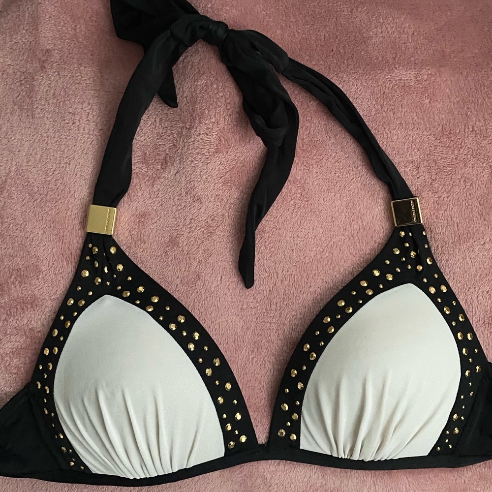 Victoria Secret black white and gold bikini top